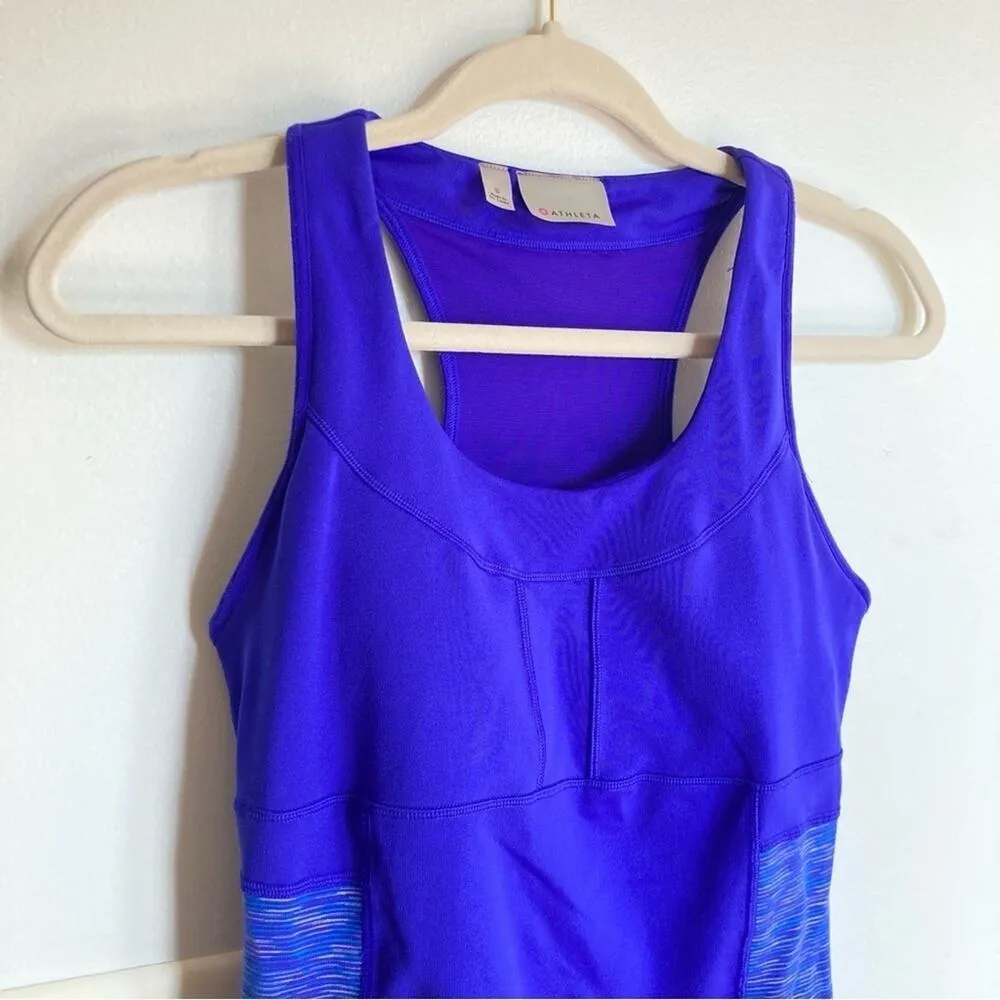 Athleta Womens S Purple Racerback Built In Bra Back Pockets Sporty Athletic Tank - Image 3