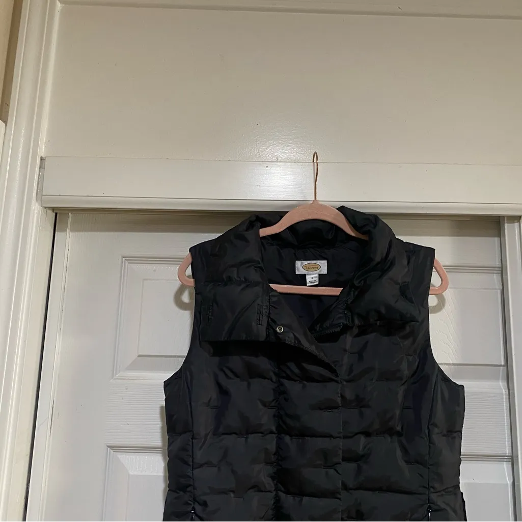 Talbots Women's Quilted Puffer Vest Jacket Sleeveless Tie Waist Black Size S - Image 4
