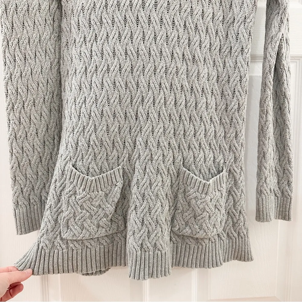 Jeanne Pierre Cable Knit Fisherman Tunic Sweater Gray - Image 4