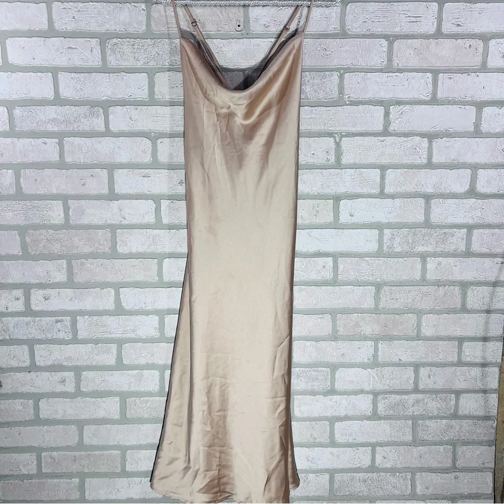 Show Me Your MuMu Verona Cowl Neck Slip Dress in Champagne Luxe Satin Size S - Image 5