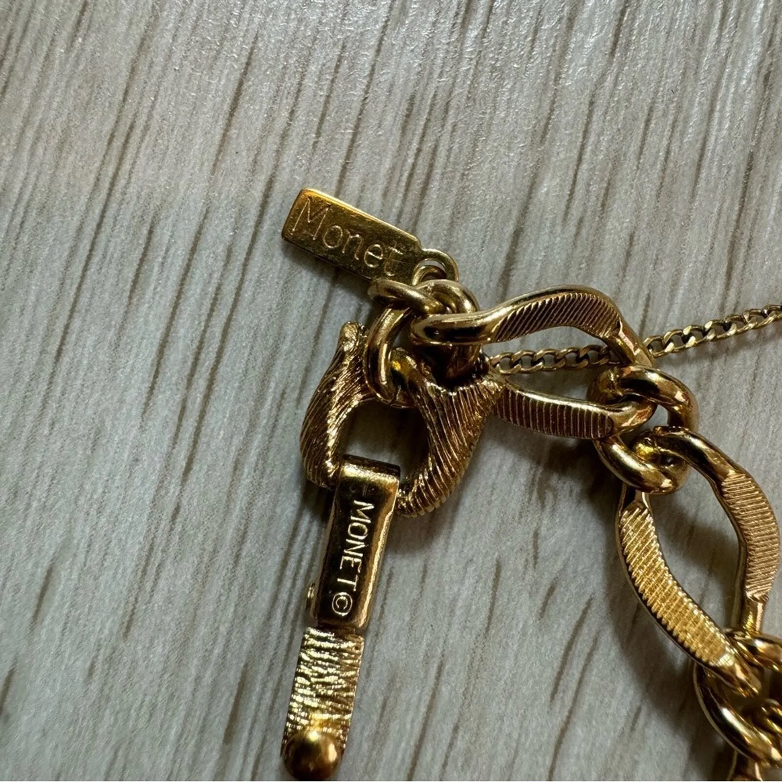 Vintage 1960s Monet All My Love Gold‎ Tone Link and Amethyst Bracelet - Image 7