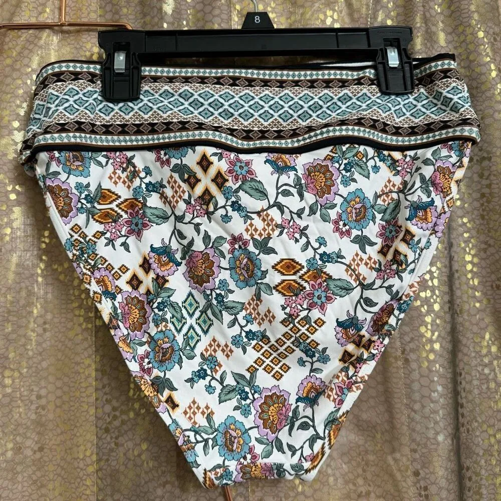 Freshwater Floral Grecian Cutout Tankini And Swim Bottoms Set Medium - Image 7