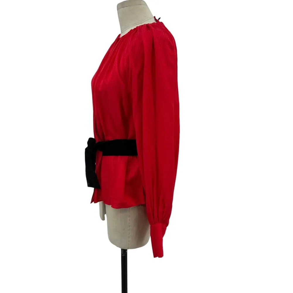 Ted Baker Tryniti Top Blouse Gathered-Detail Contrast-tie Woven Red Size 1 US‎ 4 - Image 8