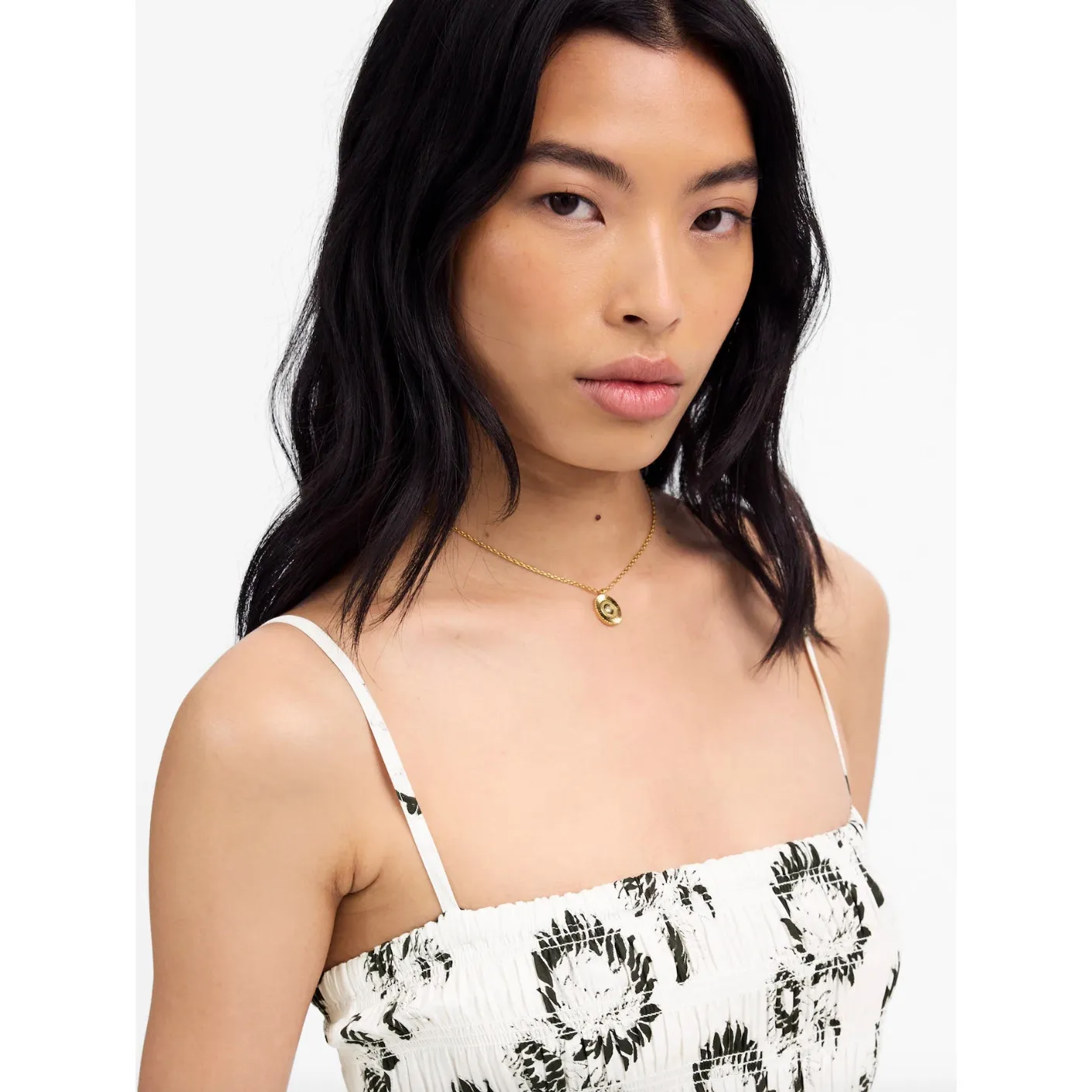 Madewell Smocked Maxi Dress Graphic Sunflowers White Cotton A Line Small NWT - Image 5