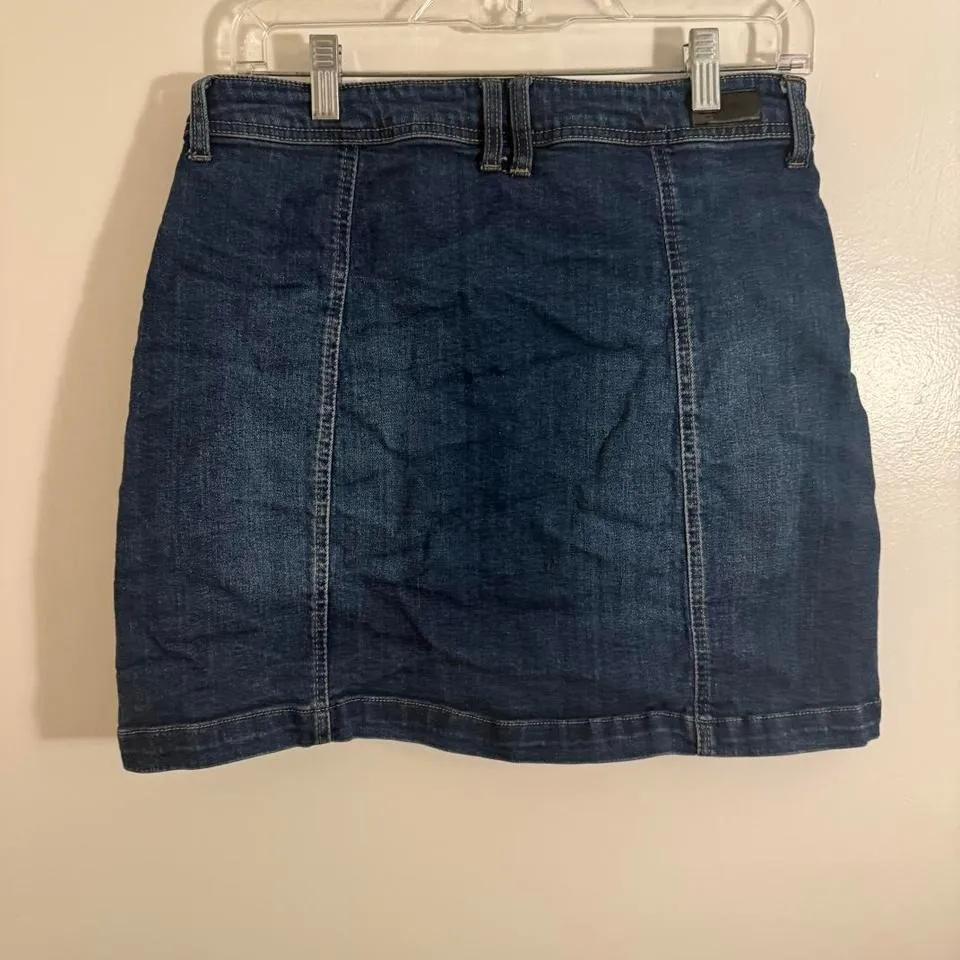 BLACK LABEL by C EST TOI Denim Button Front Mini Skirt Dark Wash Size L Size L - Image 5