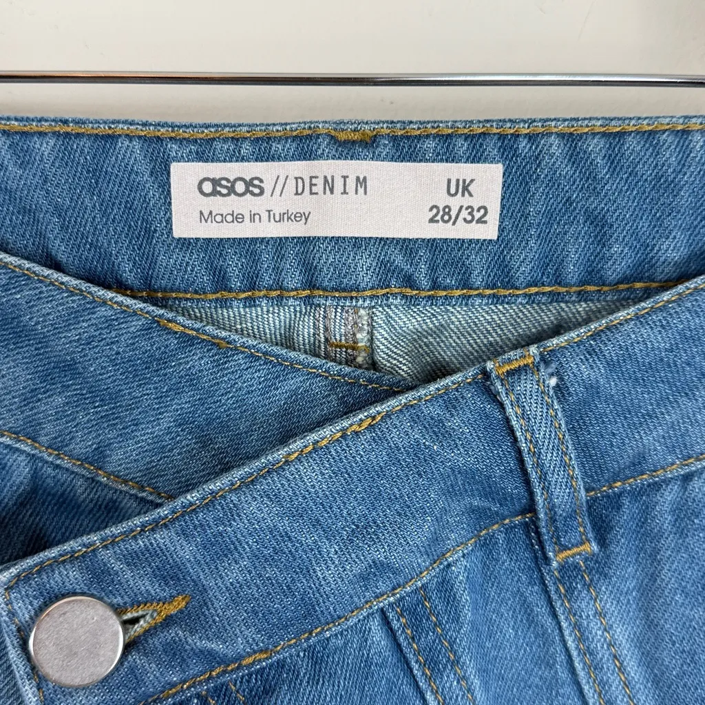 ASOS Denim Crossover Flare Patchwork Jeans Size 28‎ - Image 3