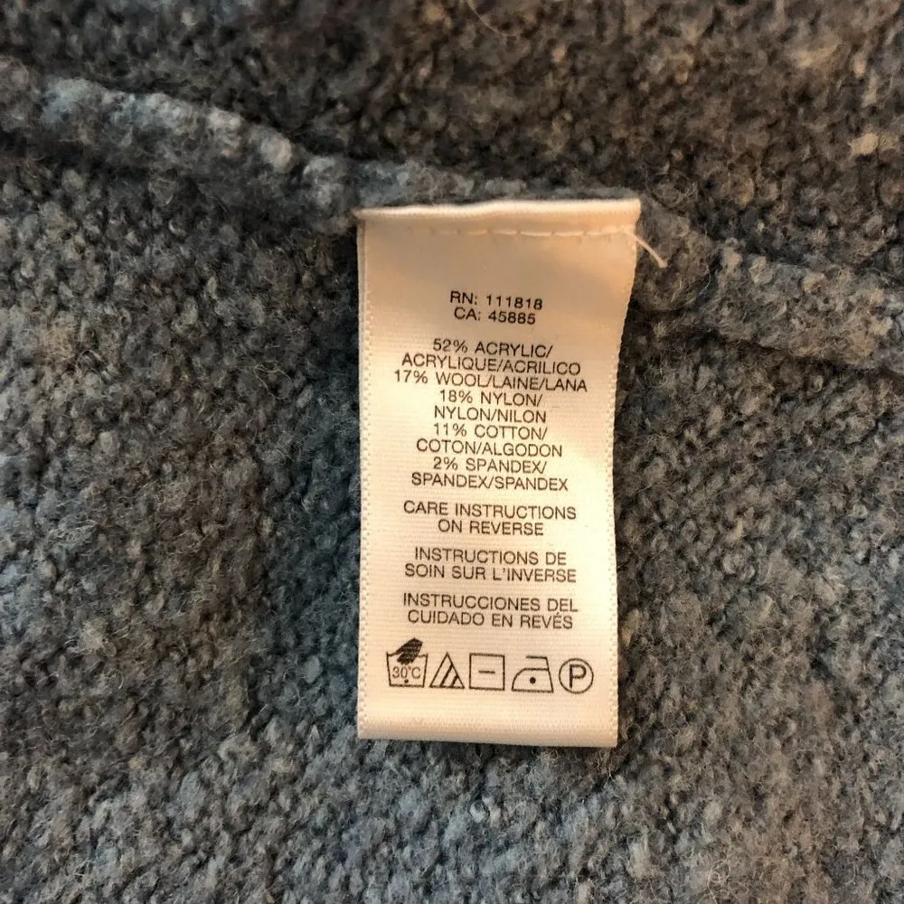 Michael Kors Womens Tunic Sweater V Neck Wool Blend Fuzzy Blue L - Image 4