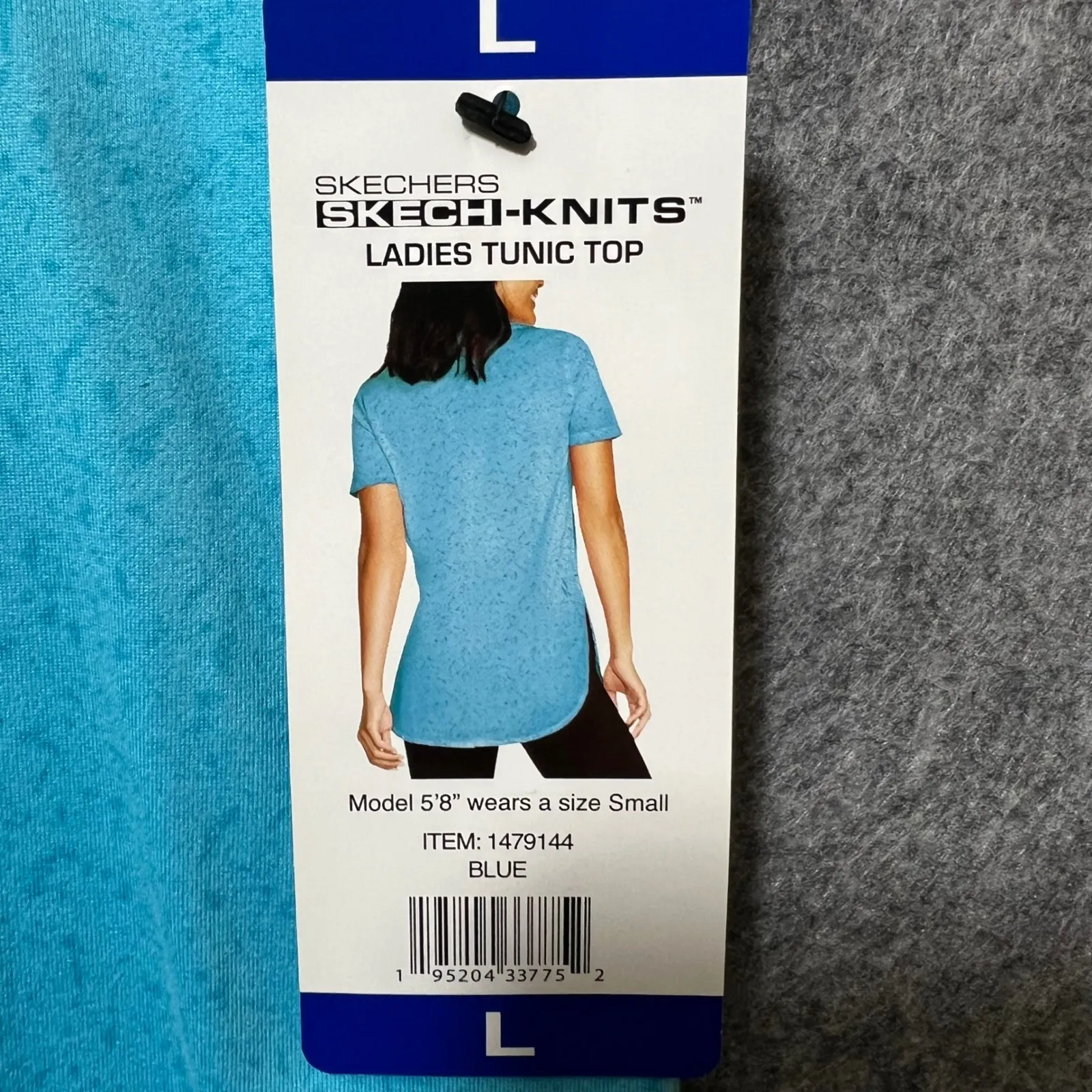 Skechers Go Walk T Shirt Blue Heathered Tunic Top‎ L Athleisure Short Sleeve NWT - Image 6