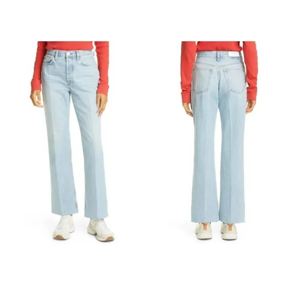 NWT Re/Done Faded Vintage Indigo Button Fly '70s Bootcut Jeans Size 31 - Image 2