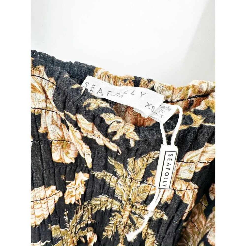 Anthropologie Seafolly Castaway Shirred Tropical Floral Print Maxi Dress Size XS - Image 6