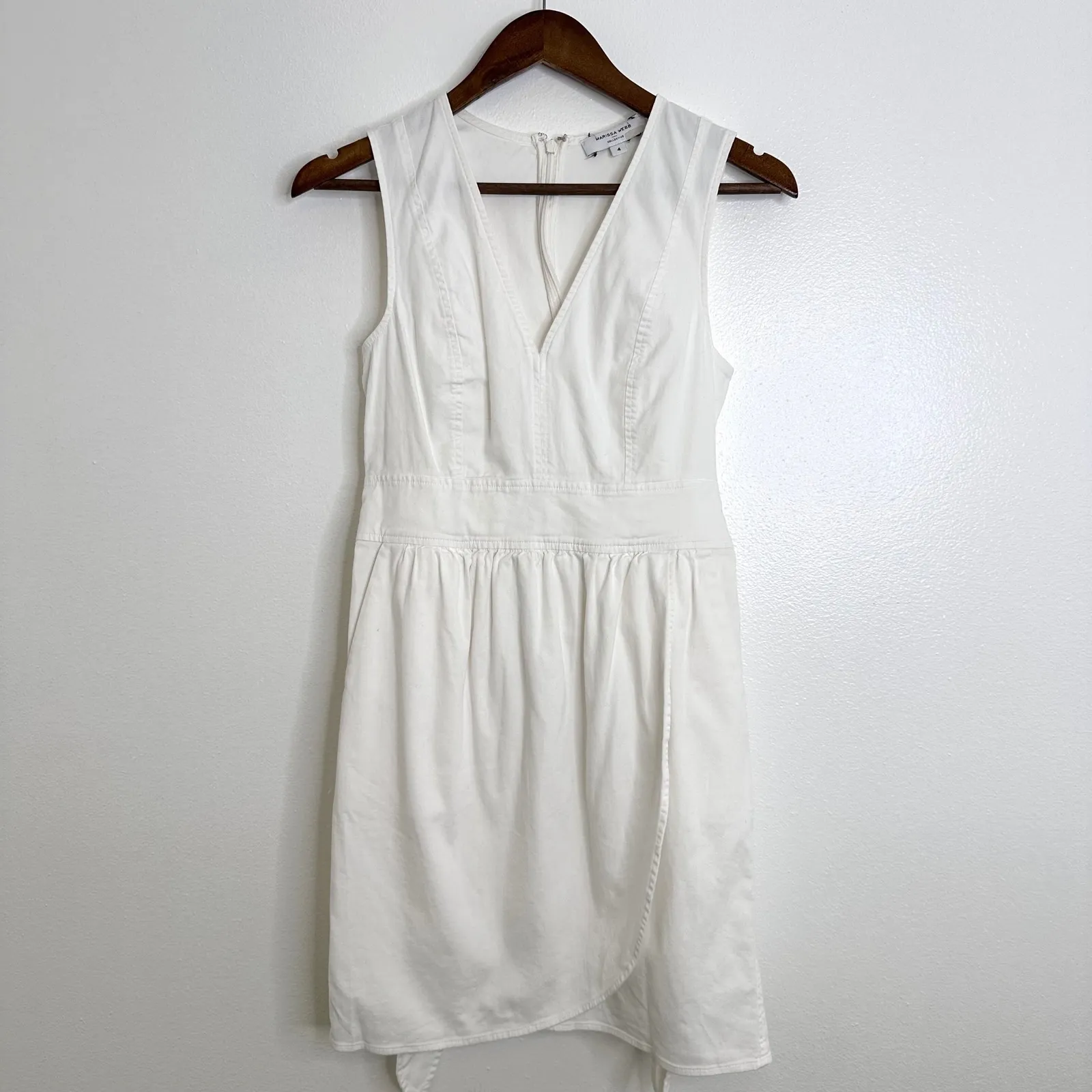 Marissa Webb Tie Waist‎ Mini Dress White 4 - Image 2