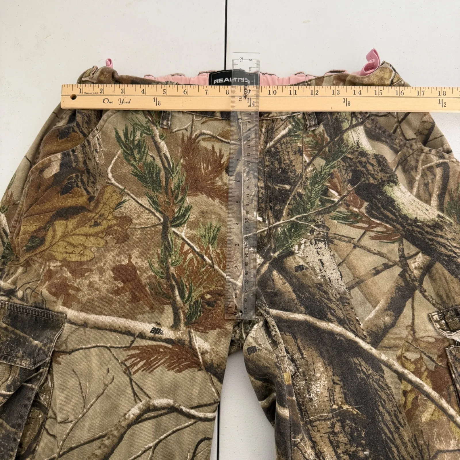 RealTree Camo Cargo Pants Drawstring Pockets Pink Trim Women XL Streetwear - Image 12