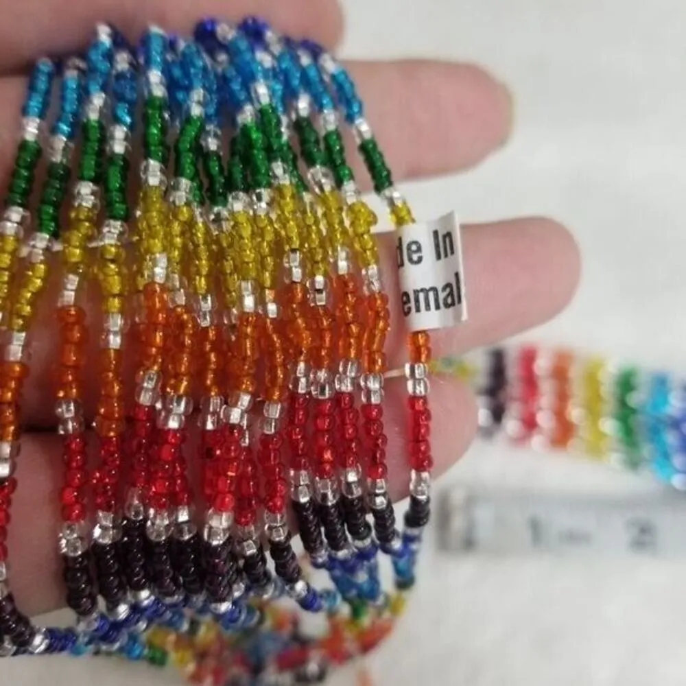Glass Seed Bead Rainbow Necklace Yellow - Image 5