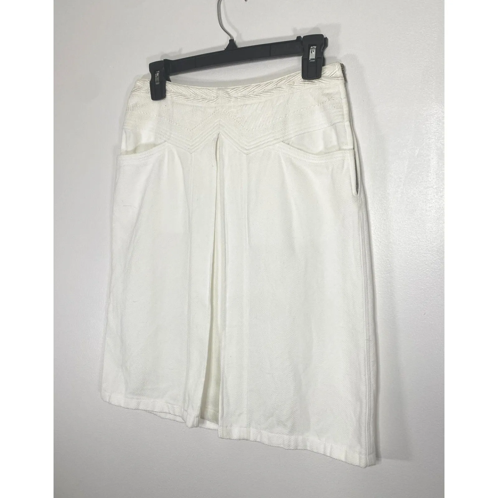 Dries Van Noten White Cotton‑Linen Pleated A‑Line Skirt Elegant Summer Sz 36 (S) - Image 9
