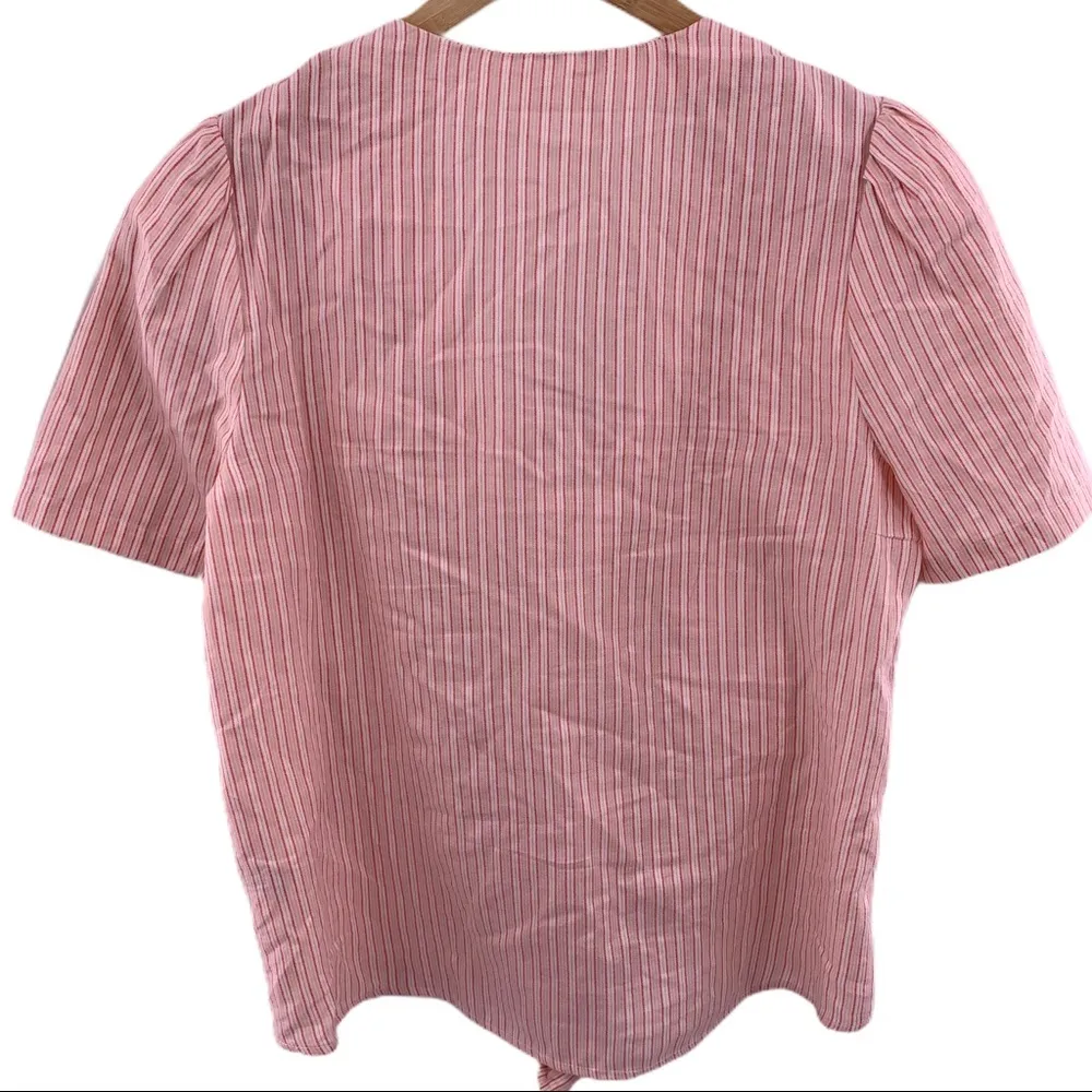 Treasure & Bond pink stripe tie front small NWT - Image 2