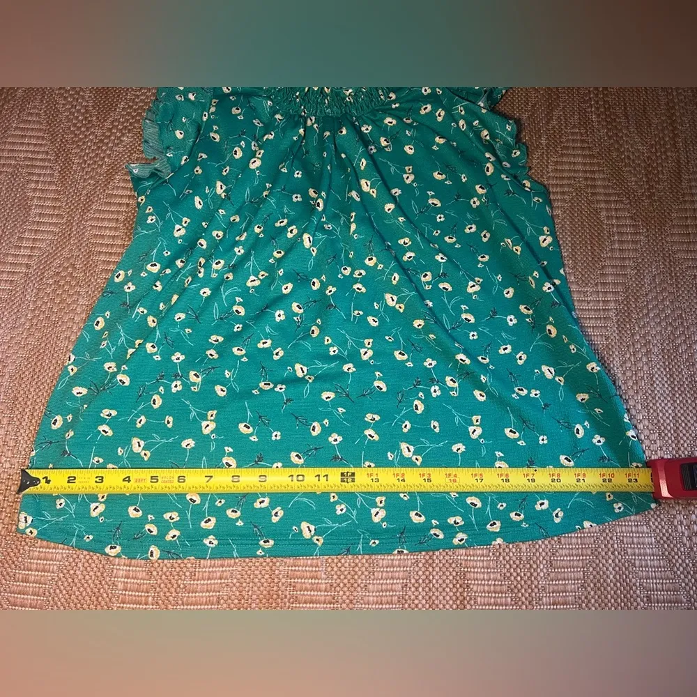 Melloday Women's Green Sleeveless Floral Tank Top w/ High Neck,Size M - Image 5