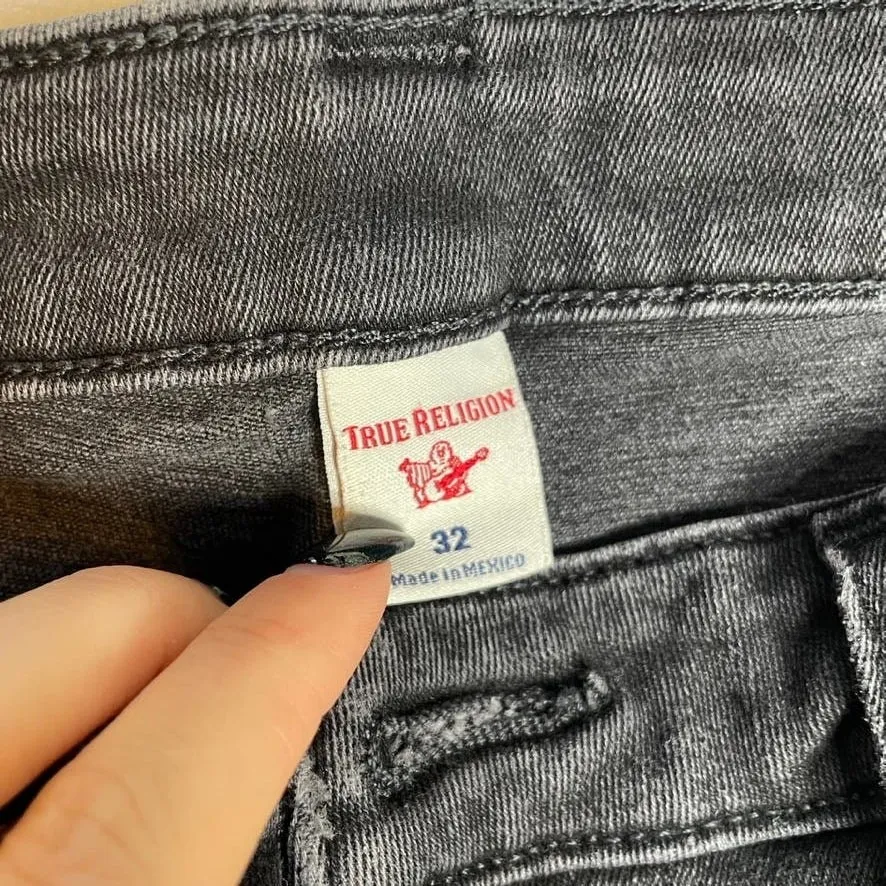 True Religion Halle Mid Rise Super Skinny Jeans Women's‎ Size 32 Charcoal Wash - Image 4