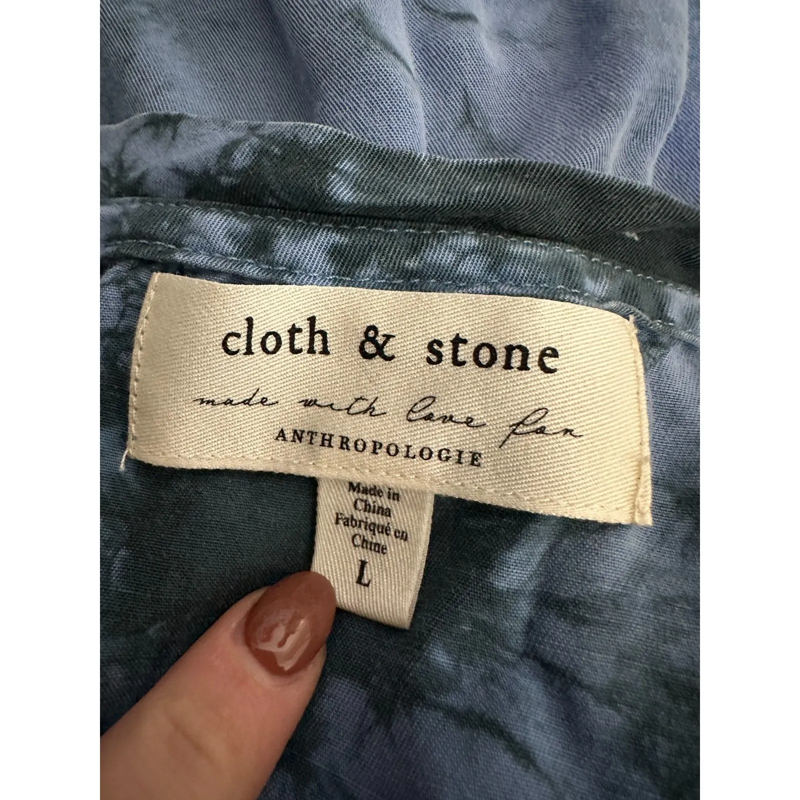 Anthropologie Cloth and Stone Blue Short Sleeve Mini Dress Size Large - Image 4