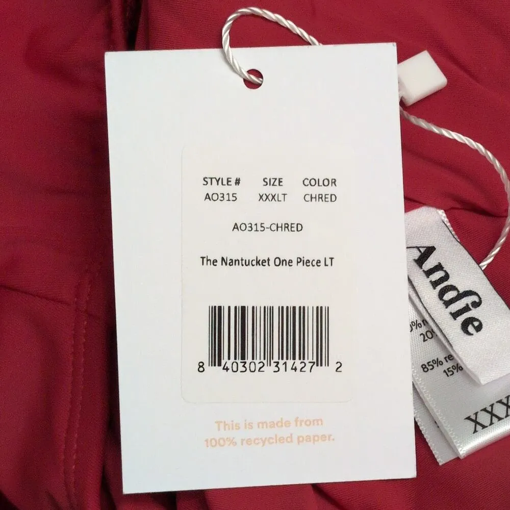 NWT Andie Cherry Red Nantucket One Shoulder One Piece Swimsuit Size XXXLT - Image 8