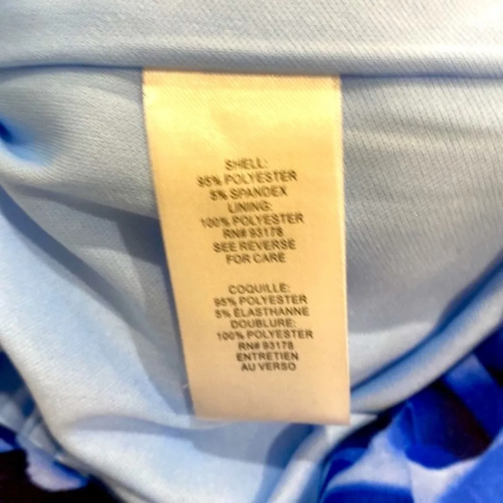 T Tahari|| Blue/white floral lined sheath dress with cross pattern on back - Image 10