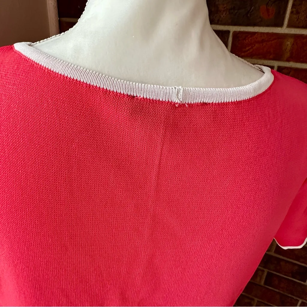 Cora Knee Length Sheath Dress White Trim T Shirt Style Simple Style Summer Vibe Size 12 - Image 6