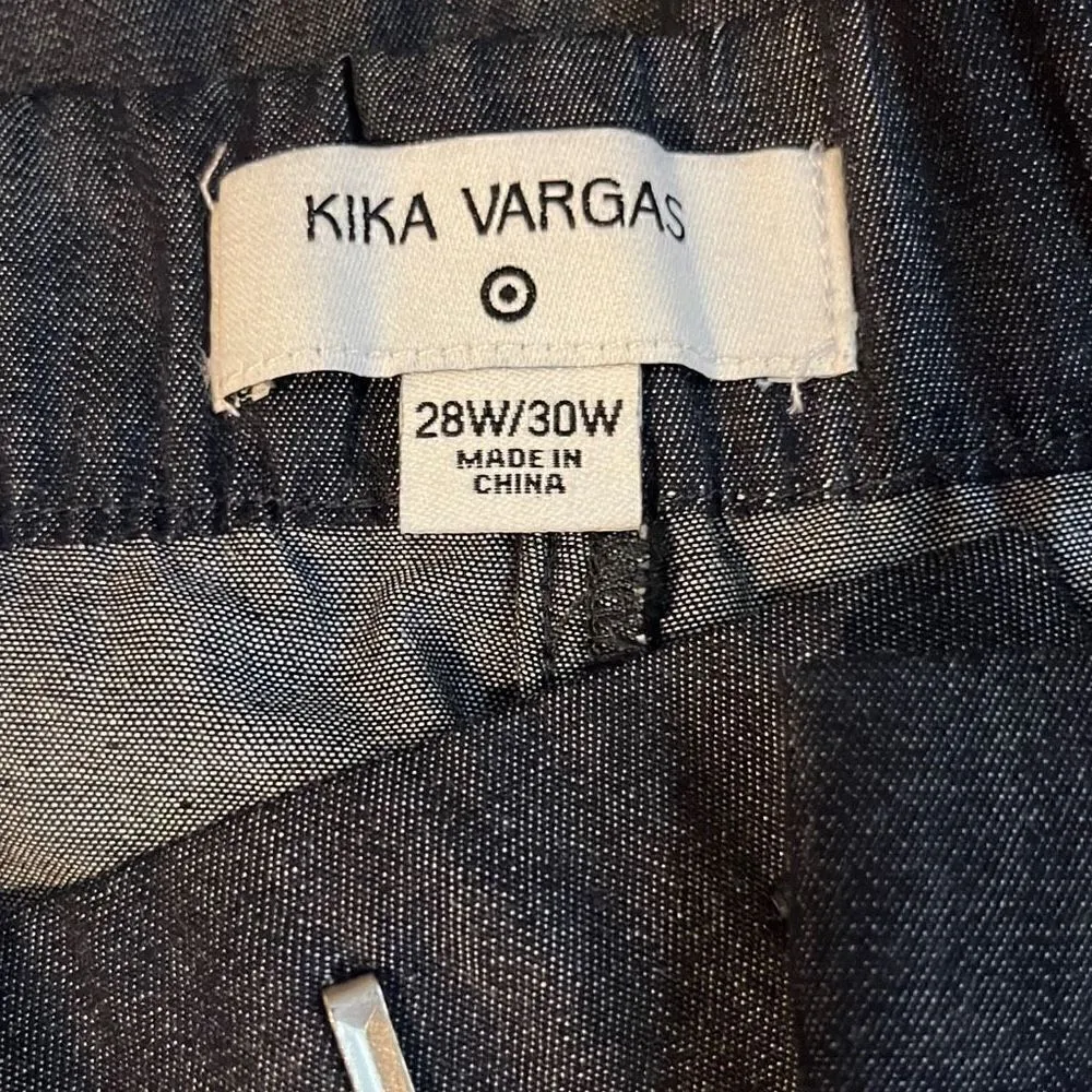 Kika Vargas Indigo Wide Leg Cropped Pants with Scalloped Pocket Size 28W/30W Blue - Image 5