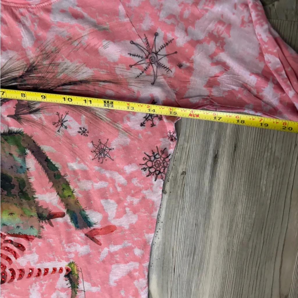 Masha D’yans Long Sleeve Burnout Top Pink Graphic Artist Shirt Size Medium - Image 4