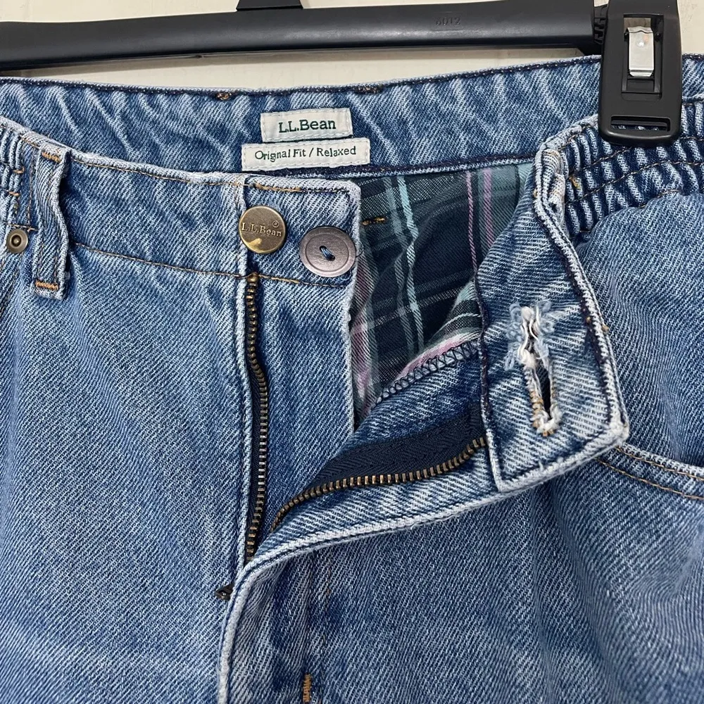 L.L. Bean Original Fit Relaxed Flannel Lined Medium Wash Jeans ~ Size 16 PET - Image 4