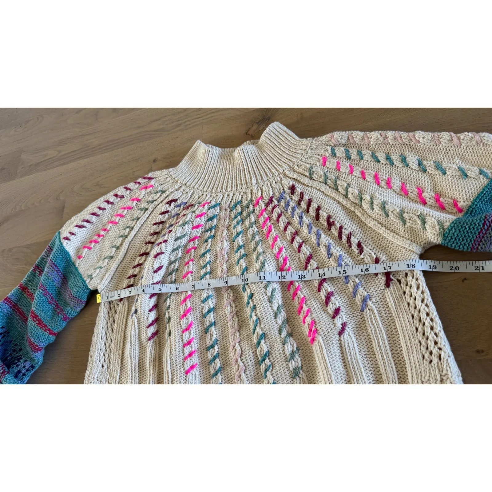 Anthropologie x Wendy Wurtzburger Stitch Mix Fisherman Crewneck Sweater large Size M - Image 9