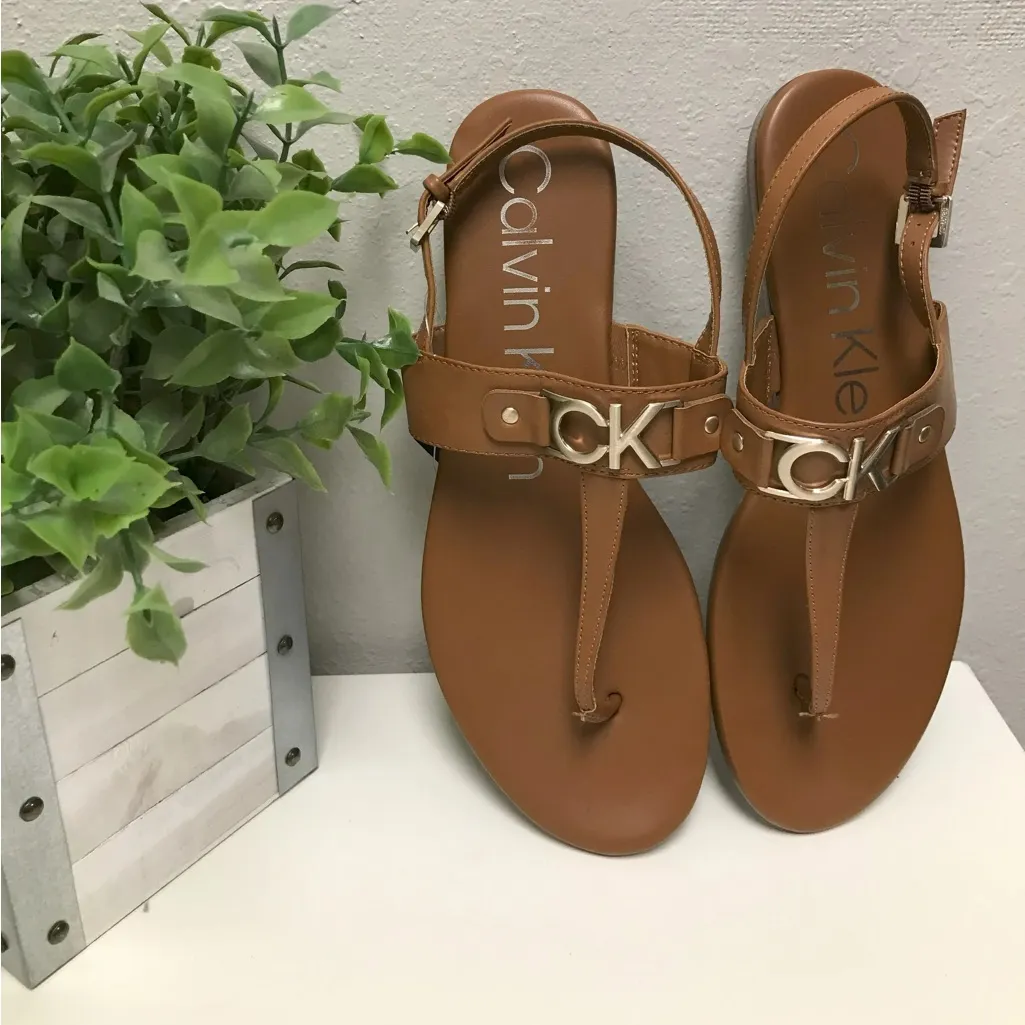 Calvin Klein Ankle Strap Thong Sandals - Size 10 - Image 3