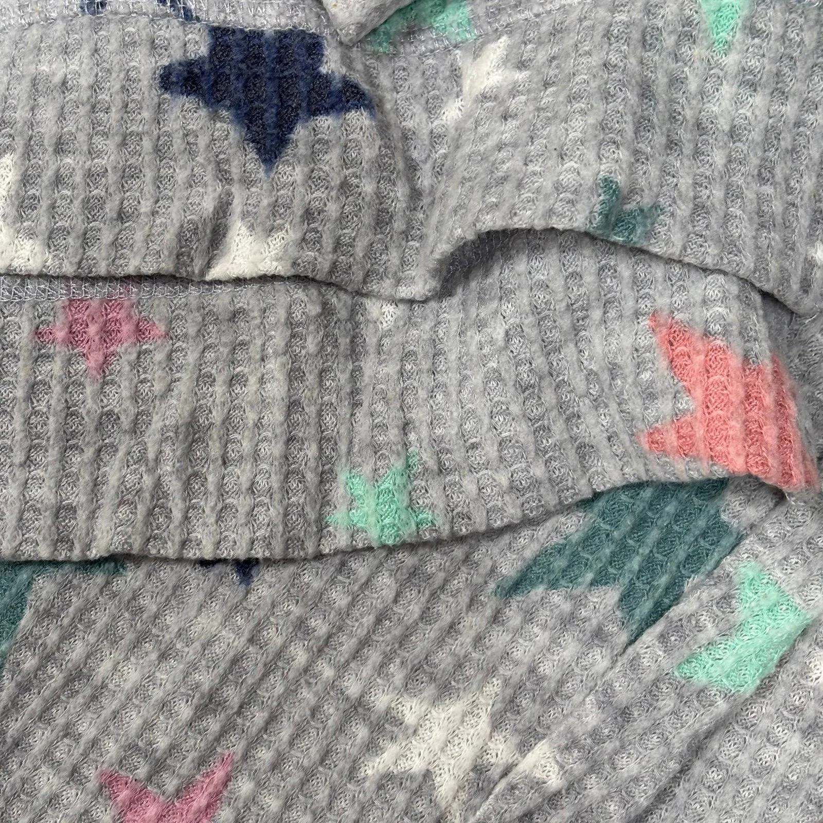 Roudelain Star Patterned Waffle Knit Pajama Set Medium - Image 4