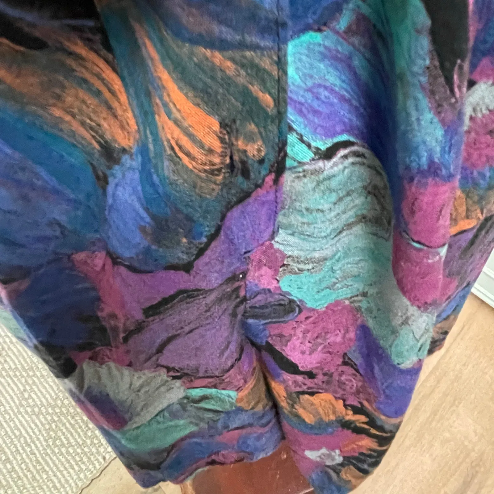 Vtg La Belle Romper 80s 90s Floral Abstract Button Front Made In USA Vintage Sz3 Purple Size 23 - Image 7