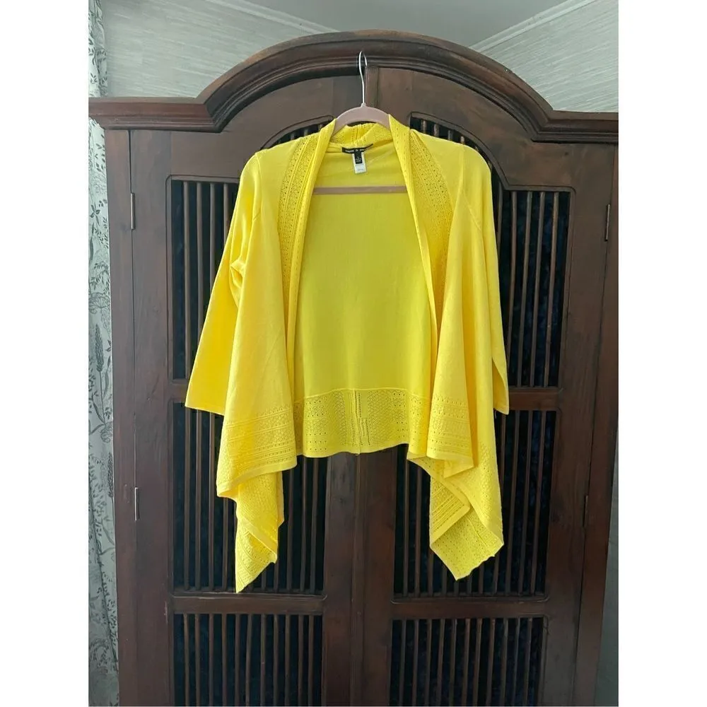 “cable & gauge” open front yellow cardigan - Image 2