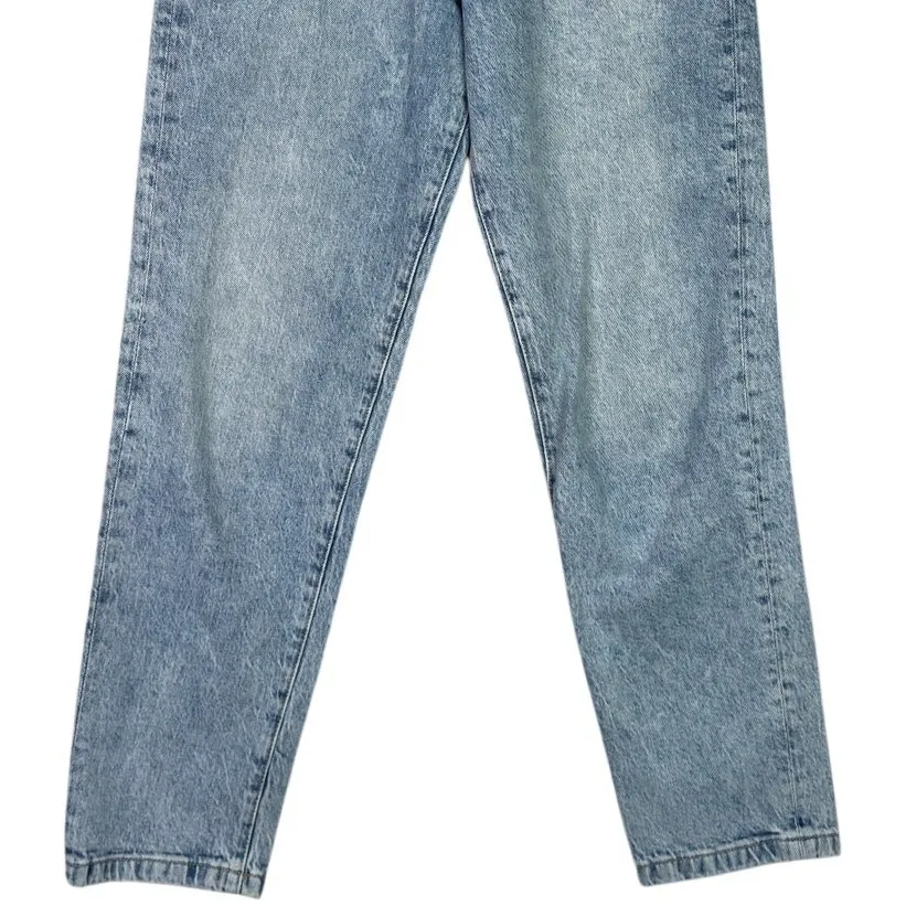 Zara Straight Wide Leg High Rise Ankle Crop Casual Denim Jean Stretch 4 Blue - Image 3