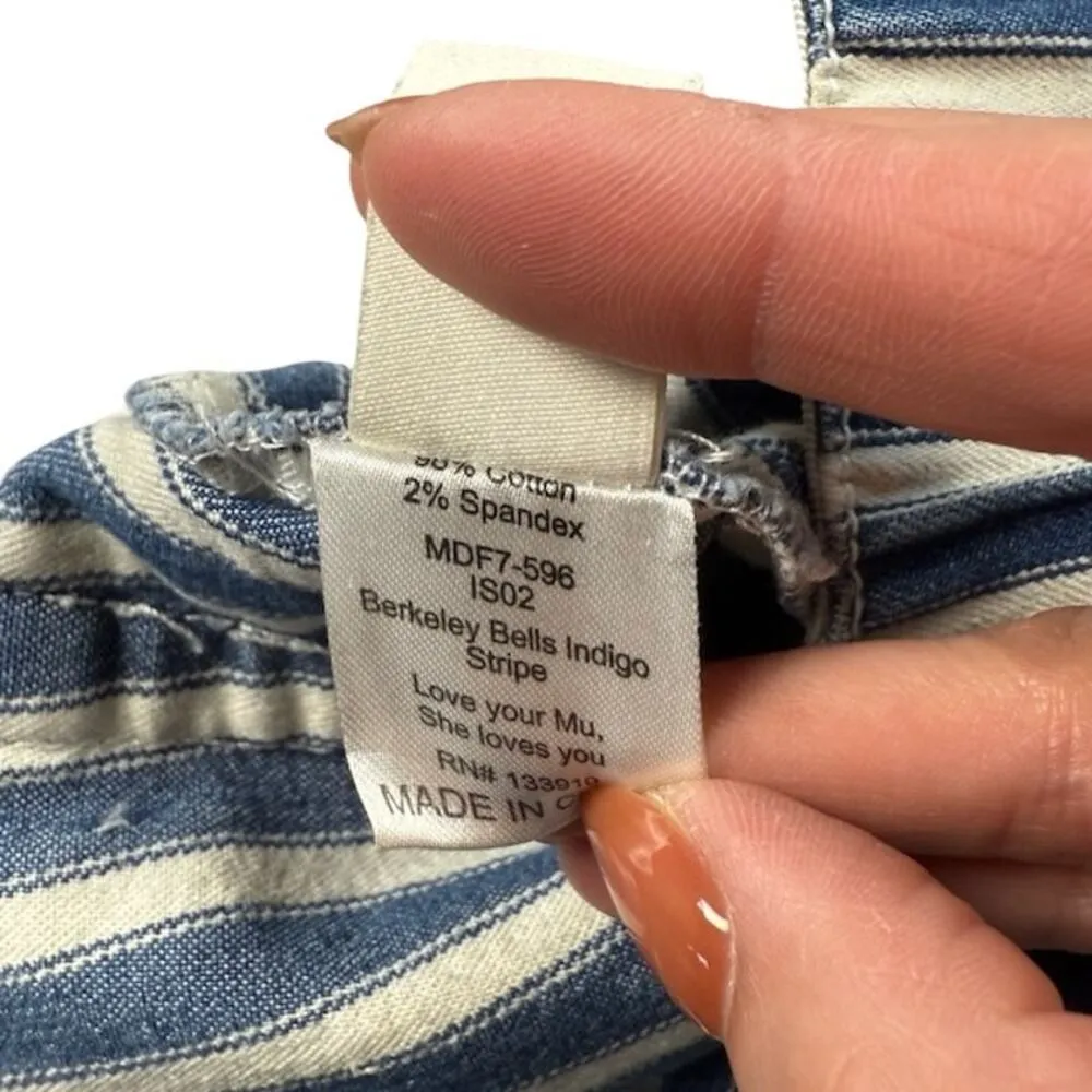 Show Me Your Mumu Womens Berkeley Bell Bottoms Striped Raw Hem Blue Size XS - Image 10