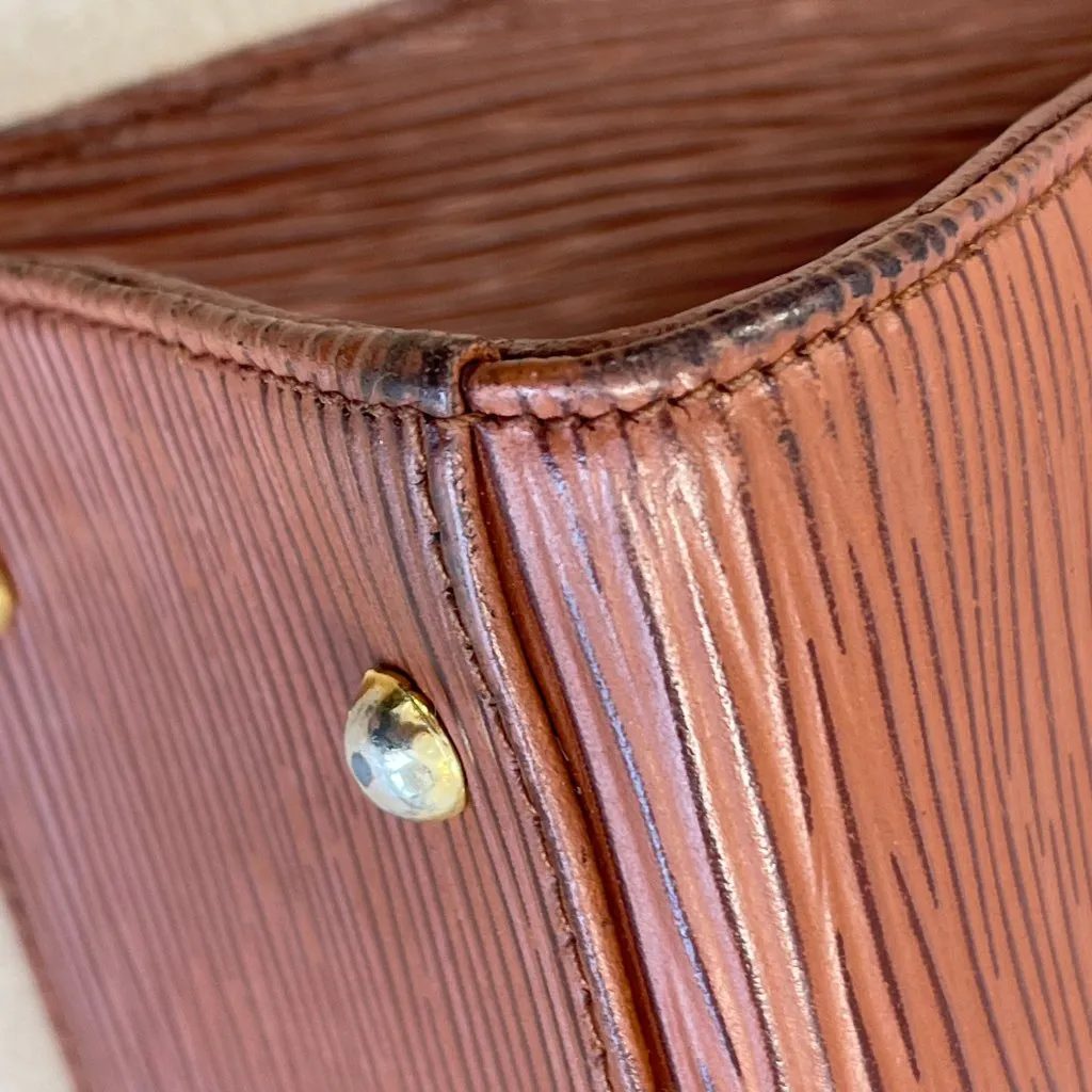 Fendi Vintage Brown Epi Leather Top Handle Bag - Preowned - Image 9