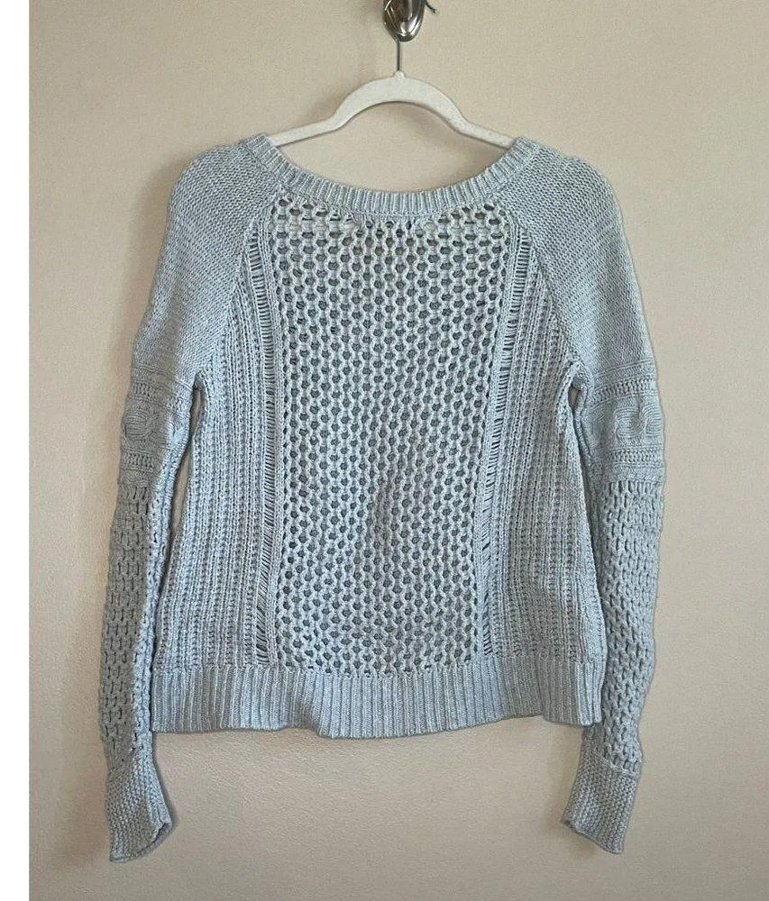 American Eagle light blue all-over eyelet sweater- small - Image 2