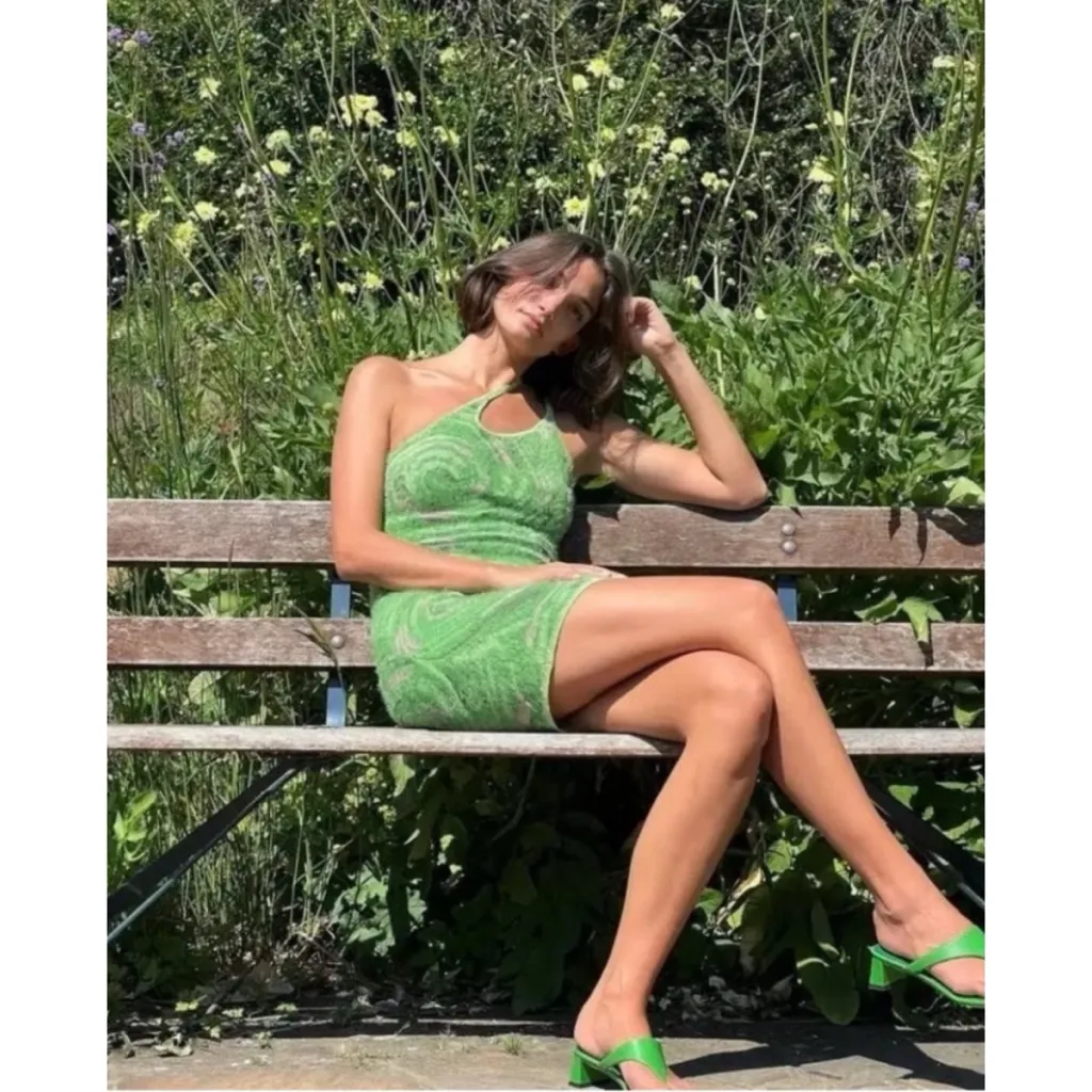 House of Sunny Hot Springs Hockney Mini Dress in Grass, Small, NWT Green Size 4 - Image 3