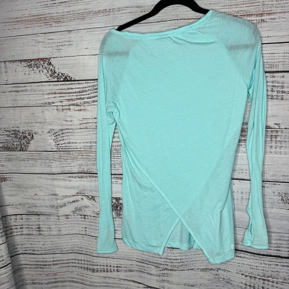 Gym shark Blue Split Back Long Sleeved Athletic Shirt Top Sm - Image 3