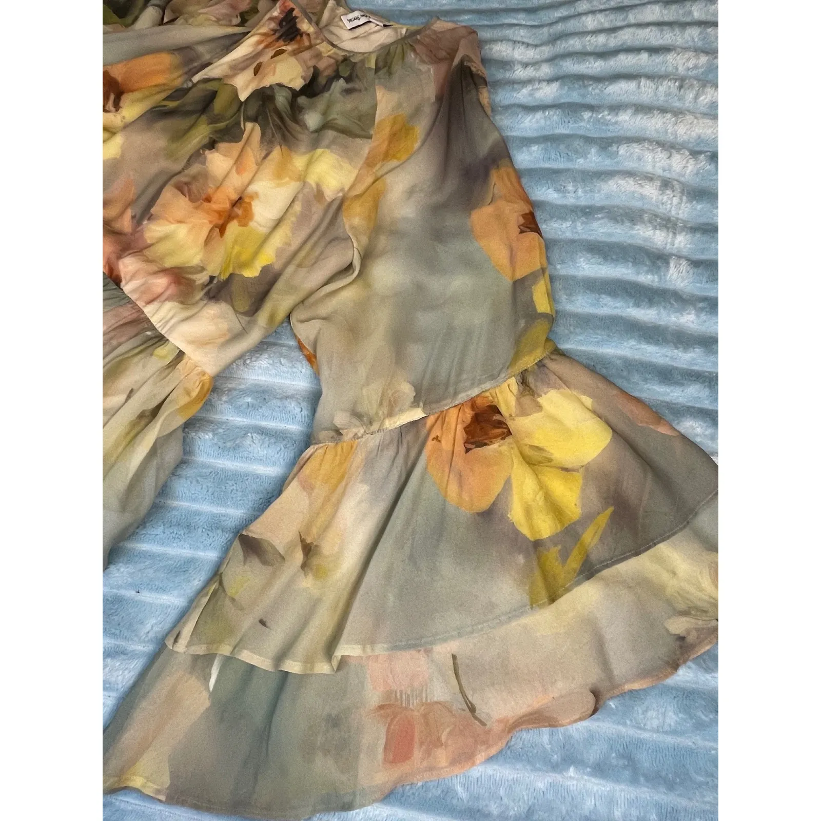 Other Stories Floral Tiered Ruffle Midi Dress M - Image 3