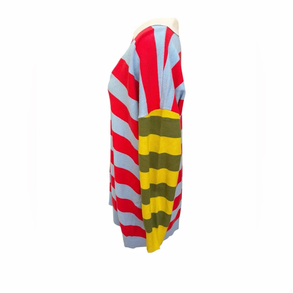 Maeve Red and White Striped V-Neck Sweater dress size small petite, new - Image 4