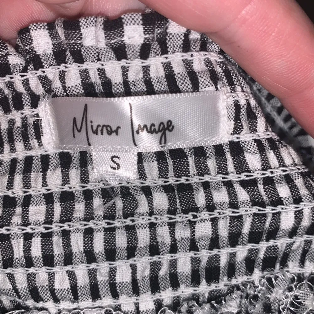 Mirror Image black & white checkered off shoulder top - Image 5