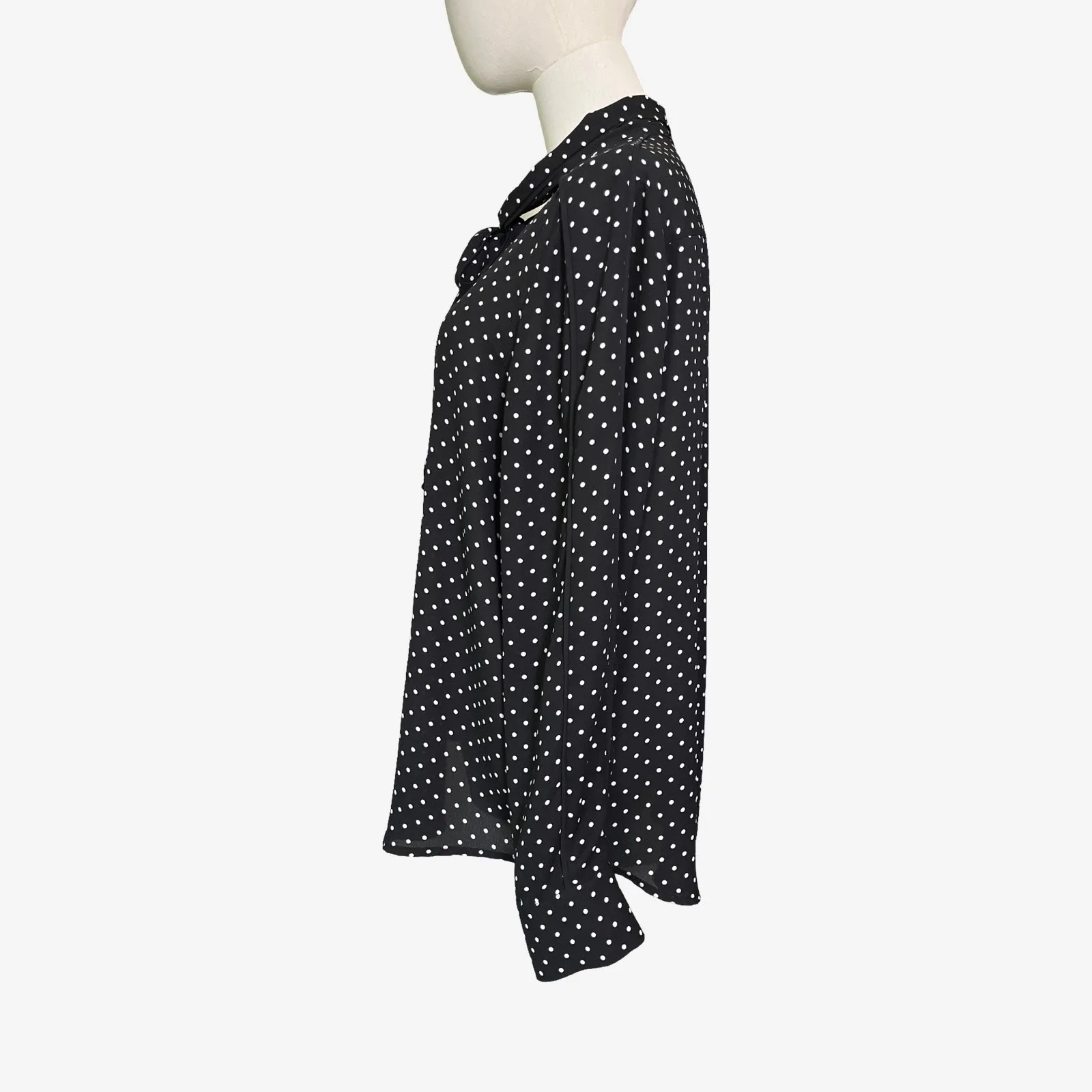 Who What Wear Black White Polka Dot Tie Neck Blouse XL Long Sleeve - Image 2
