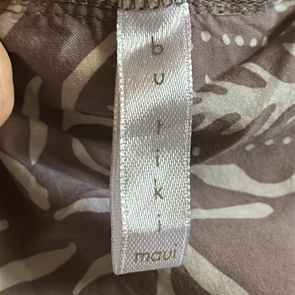 Bu Tiki Maui Noelani Anthurium Short Tunic Dress Tie Belt Brown White M/L Cotton Size undefined - Image 10