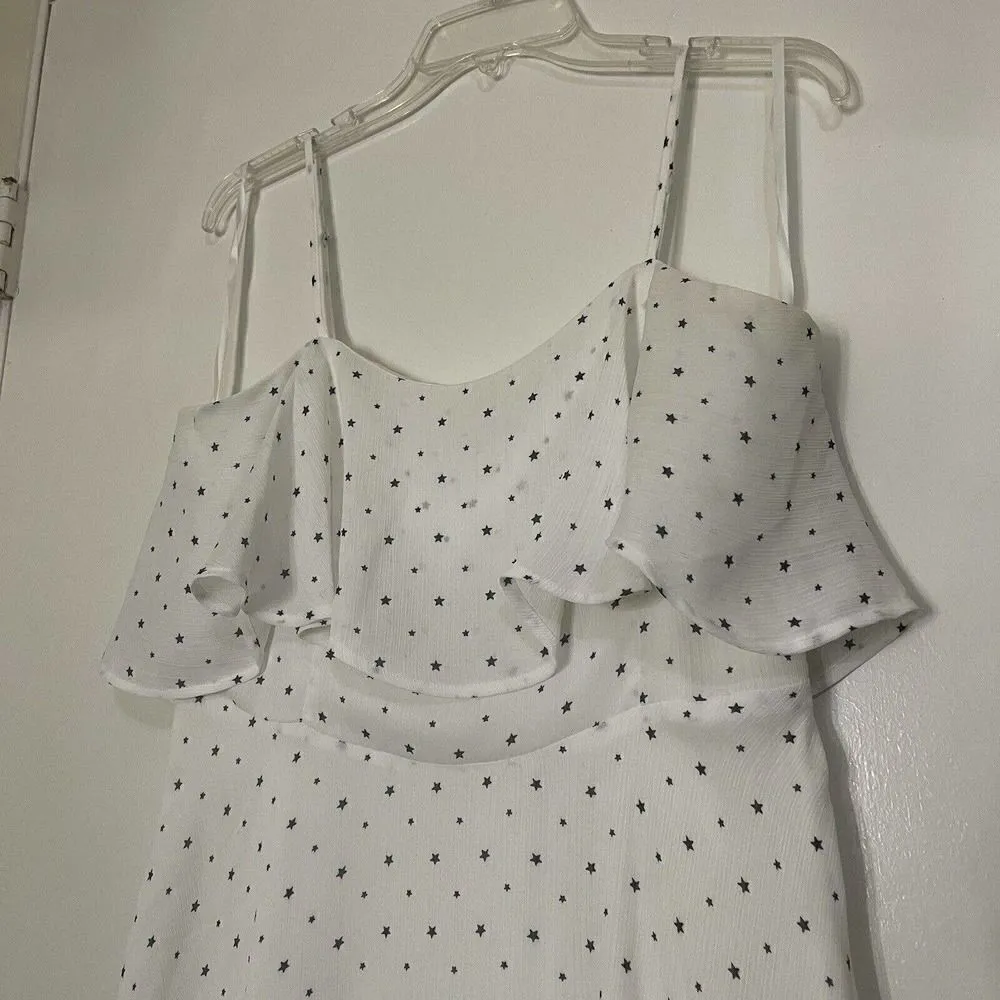 Superdown White stars flowy shift mini dress size Large - Image 3
