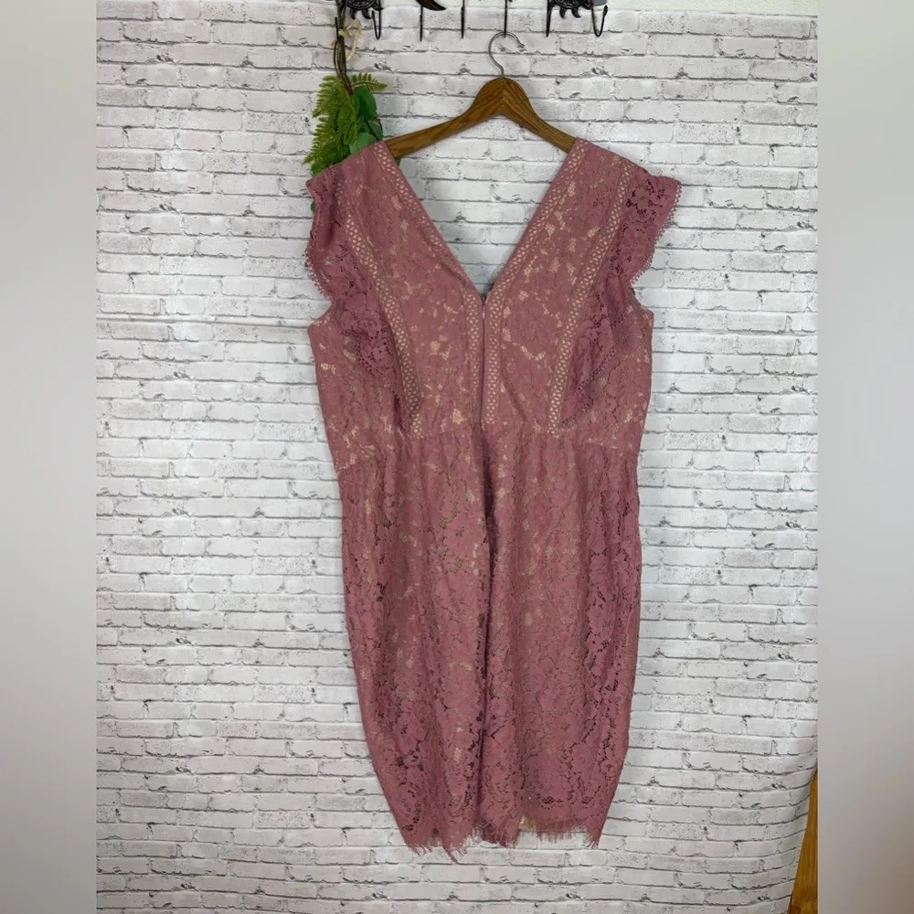 City Chic Blush Pink Eyelash Hem Lace Deess - Image 5