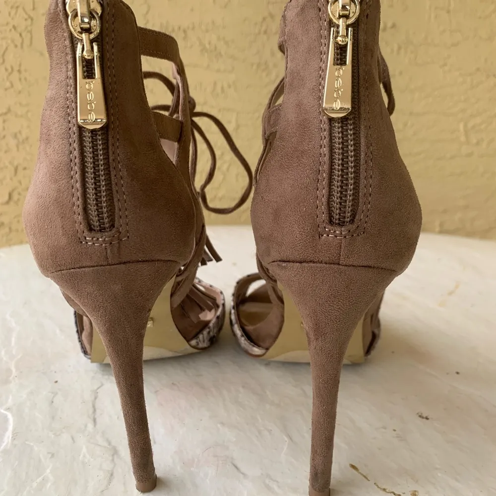 Bebe  Brown and Black Snakeskin Heels - Image 4