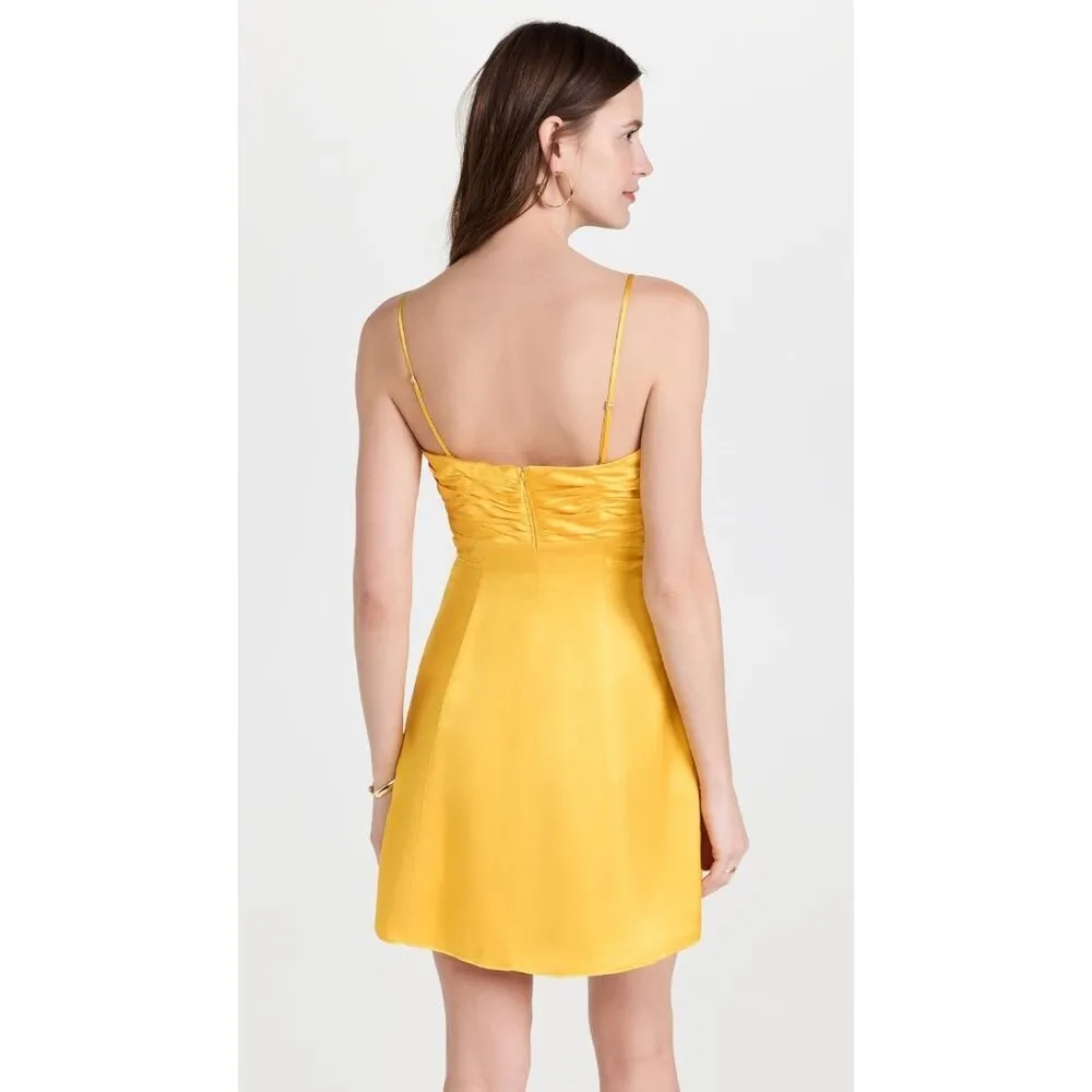 CINQ À SEPT Beck Silk Cutout Mini Dress Dandelion Womens Size 8 - Image 5