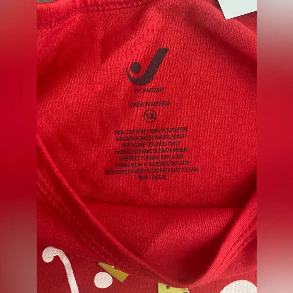 Women’s Wine Is My Valentine Shirt White Size 1X NEW Jantzen Plus Size - Image 9