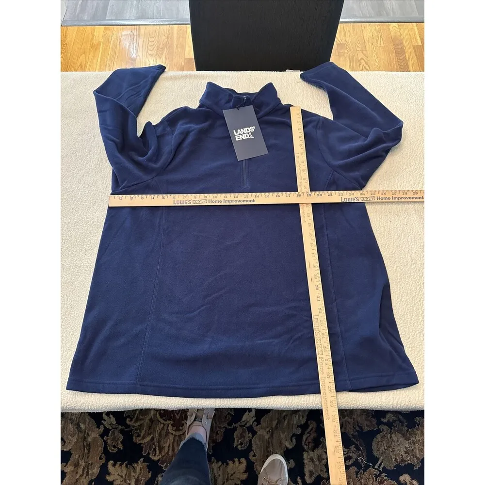 Lands' End Women's Fleece Quarter-Zip Pullover Deep Sea Navy Blue New Size 2X - Image 5